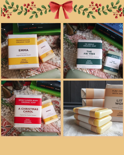 A Christmas Soap Sampler | 8 Mini Organic Book-Inspired Soaps